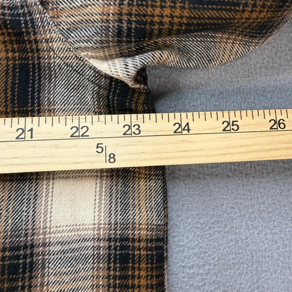 Levi Strauss Western Flannel Shirt Mens S Brown Plaid Pearl Snap Workwear Cotton